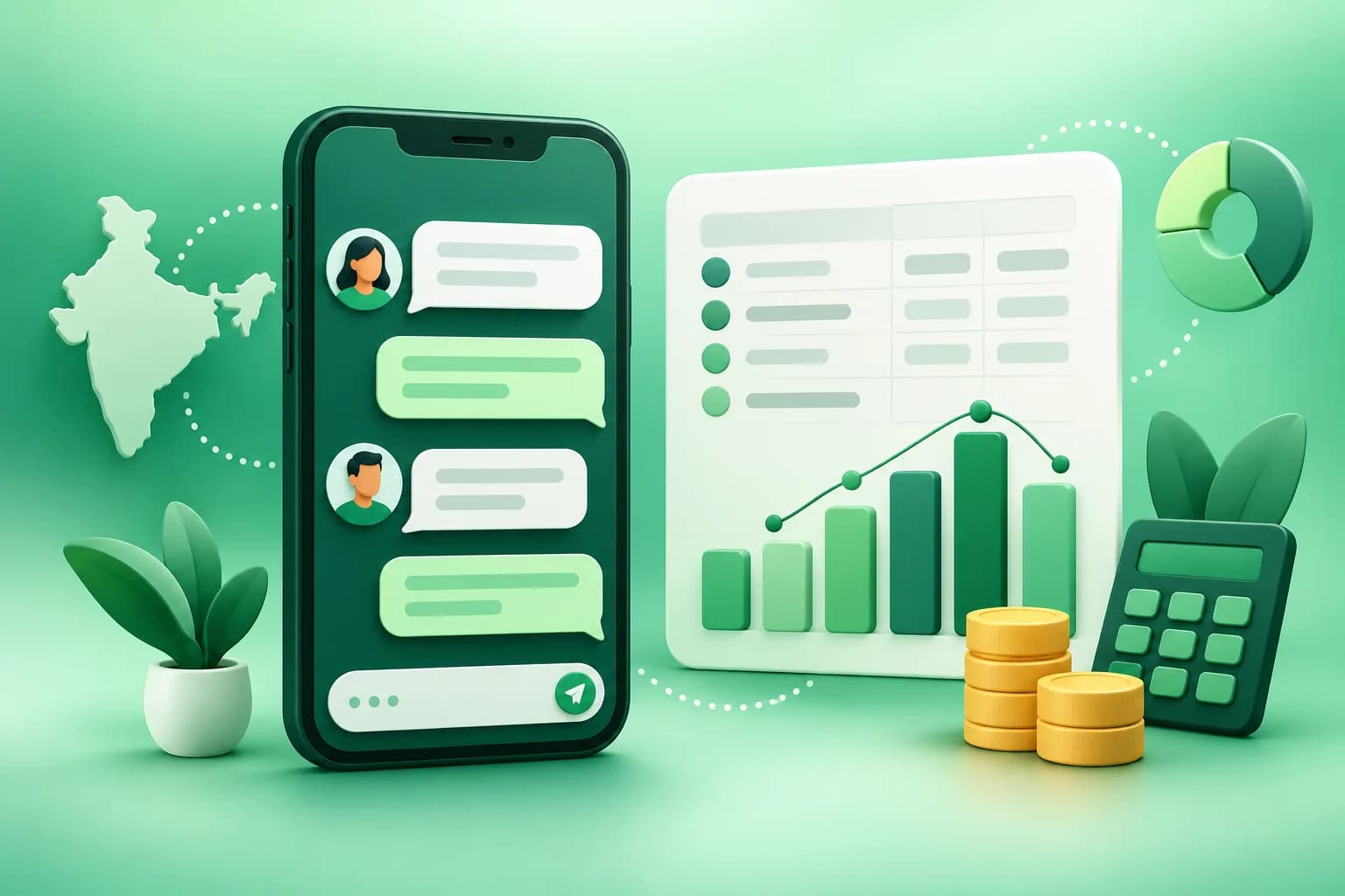 WhatsApp messaging budget worksheet beside a phone