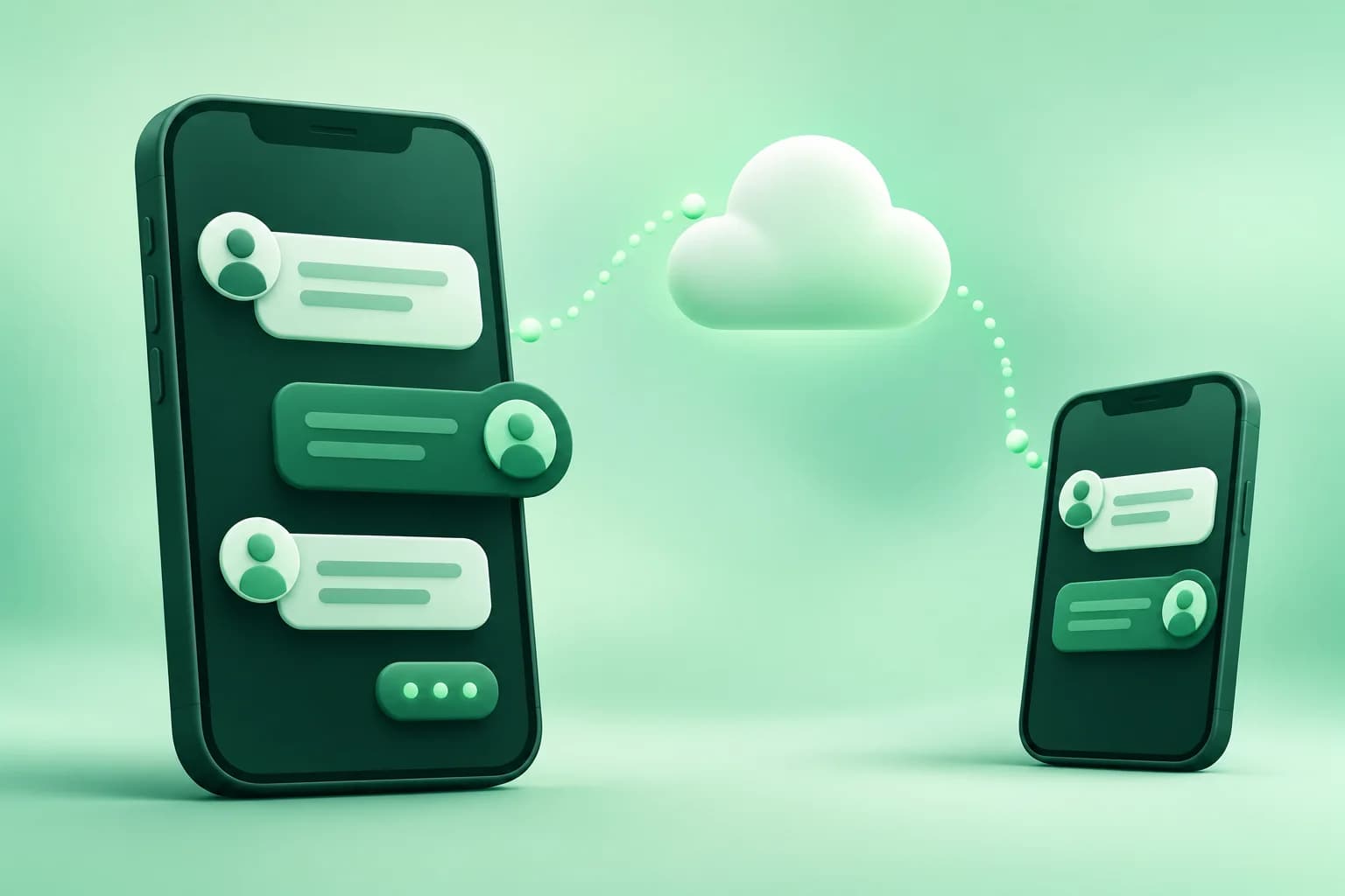 Business App and Cloud API phones connected through a shared cloud